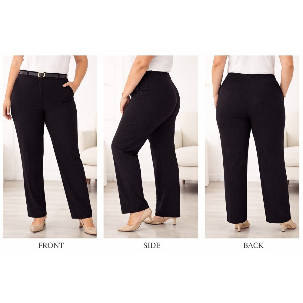 St. John Emma Fit Trousers in Caviar Black ~ Straight Leg‎ Dress Pants